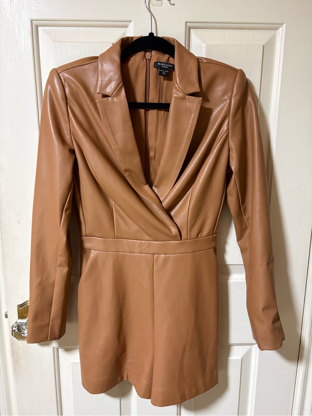 Guess by Marciano Daisy Faux-Leather Romper Spiced Cider Size 0